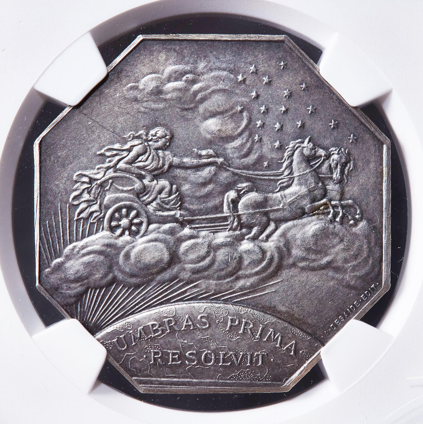 【俄甄集藏】2026年(050)04-01星期三 晚 19:30 全场包邮 法国1841年阿波罗战车造像法律一审诉讼代理人协会银质八角代用币章，NGC MS61，原味酱彩老包浆