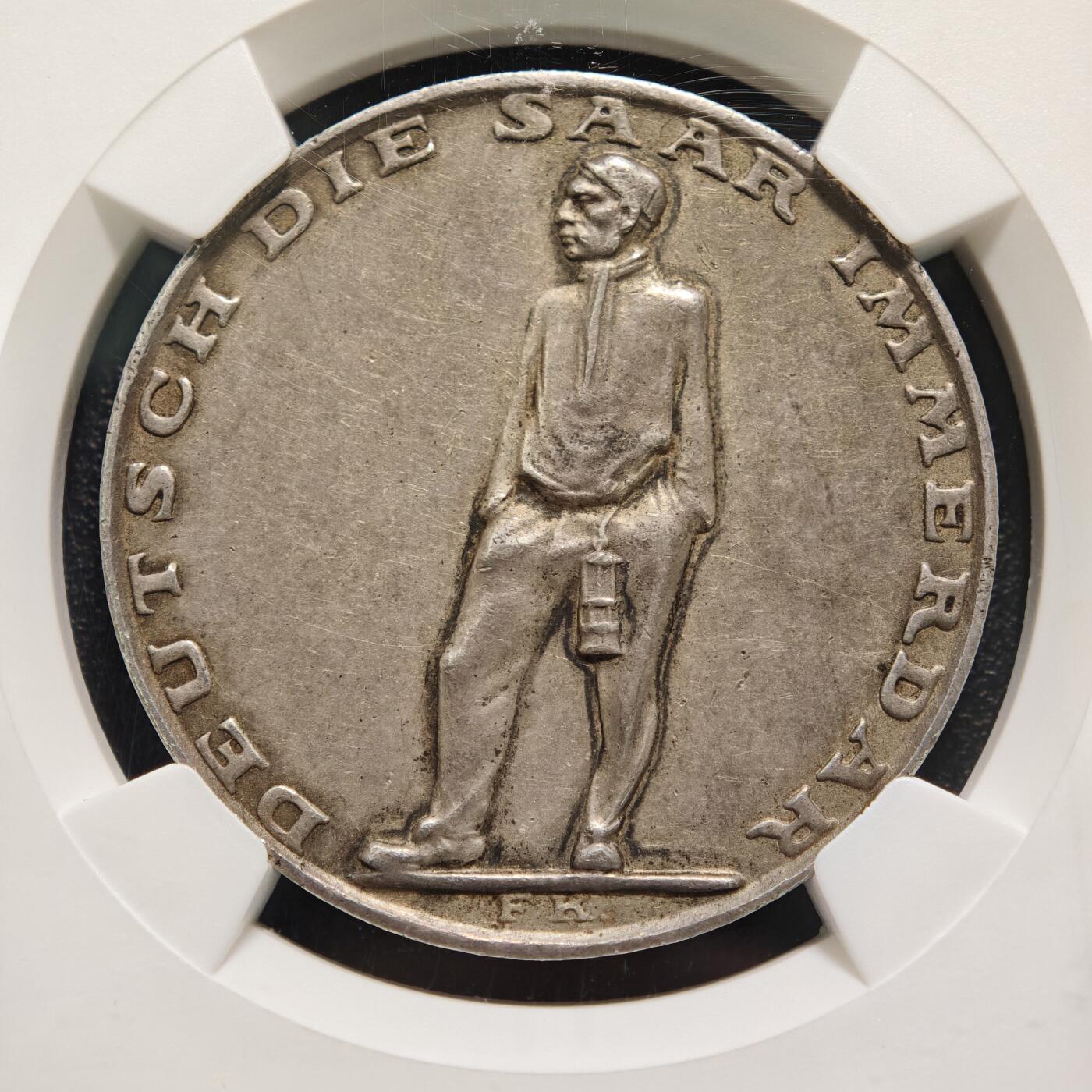 【德藏】世界币章拍卖第169期（拍品征集中~欢迎藏友联系） 1935年 德国萨尔公投纪念银章 NGC AU