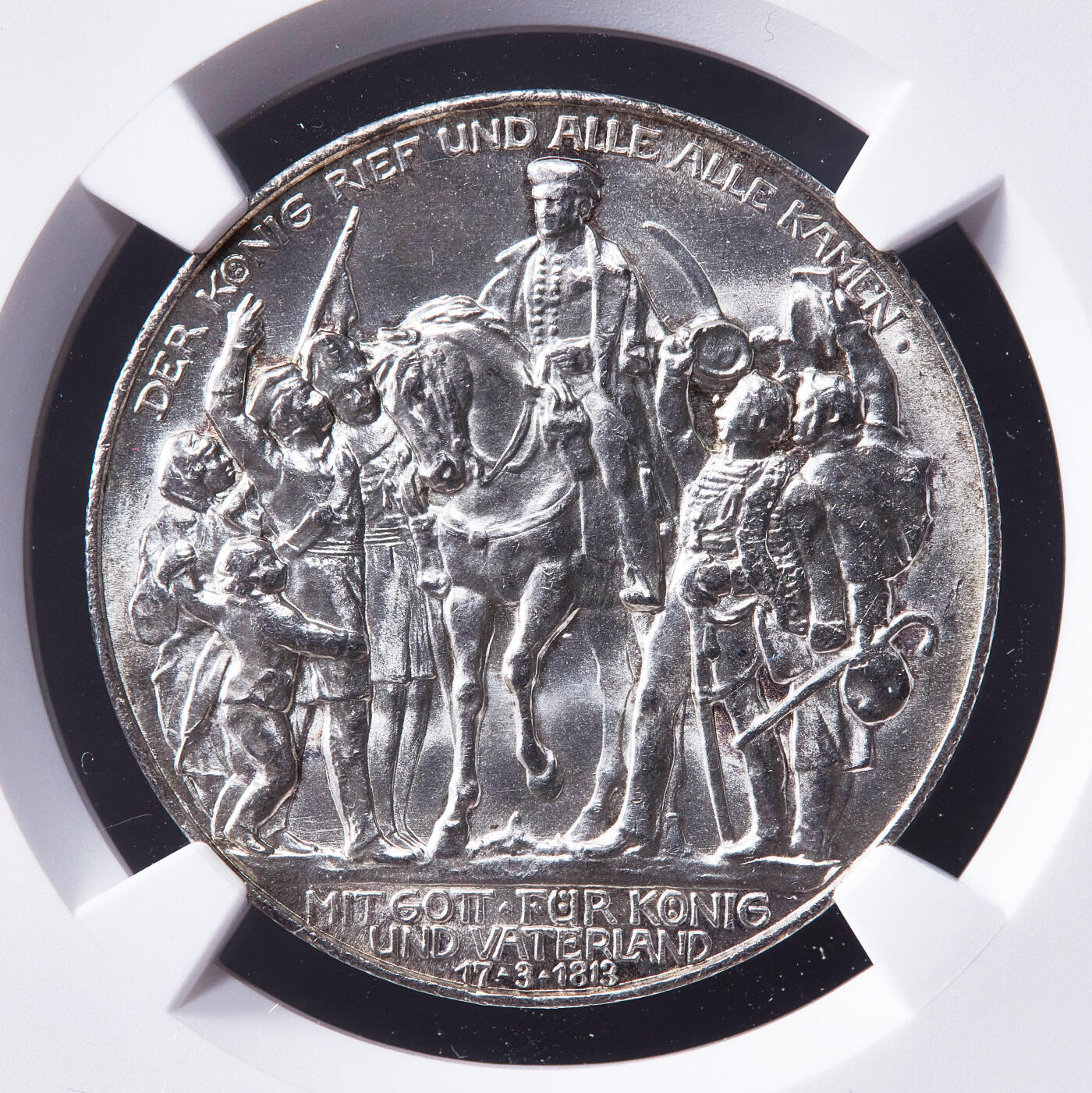 【俄甄集藏】2026年(050)04-01星期三 晚 19:30 全场包邮 德国普鲁士1913年A版反法战争胜利百年3马克银币，NGC MS63，黄油彩，转光品相