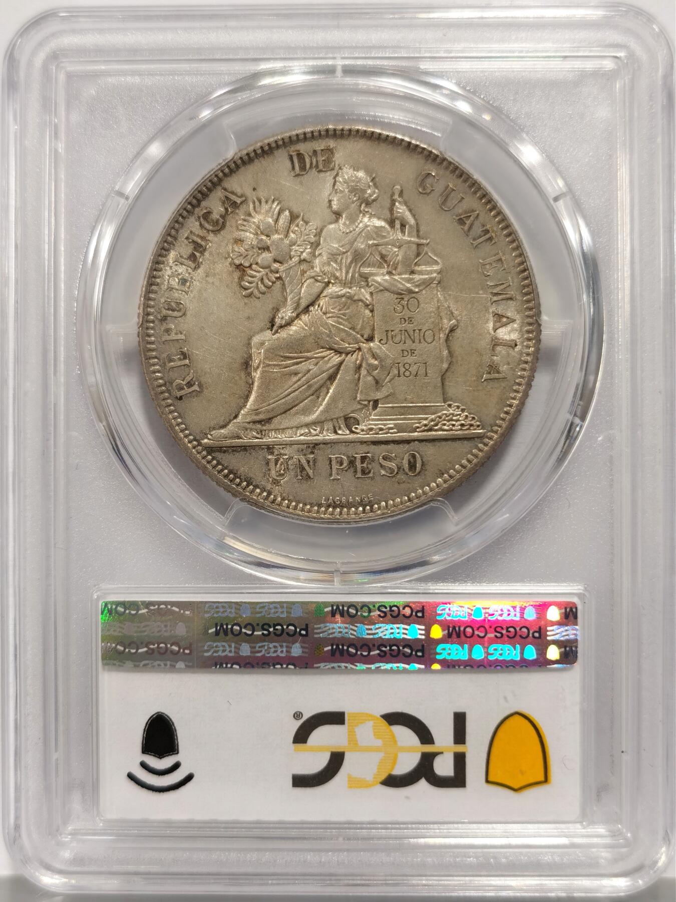 博洋堂“芳菲春韵”3月精品大拍专场暨第166期（全场包邮） PCGS MS61 1895年危地马拉1比索银币 非常经典的品种，海外大涨品种，麦稀奇近两月类似状态基本都在2300+