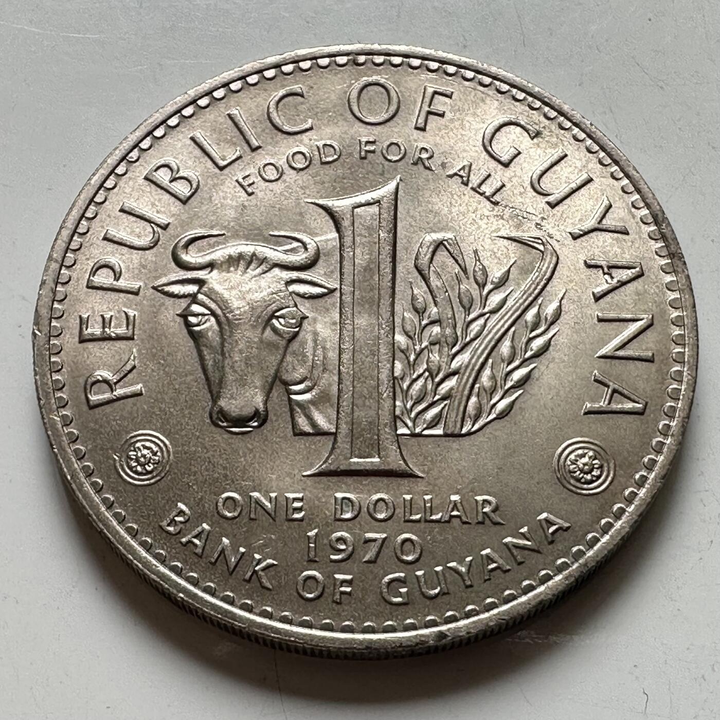 🌹外币初藏🌹🐯2026年第34场   每周二四六晚8️⃣点 接代拍 圭亚那 1970年1元FA O纪念币 