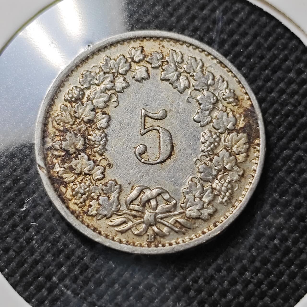 KK钱币收藏小铺  第409期 2月预留时间 周末发货  1933瑞士5分镍币