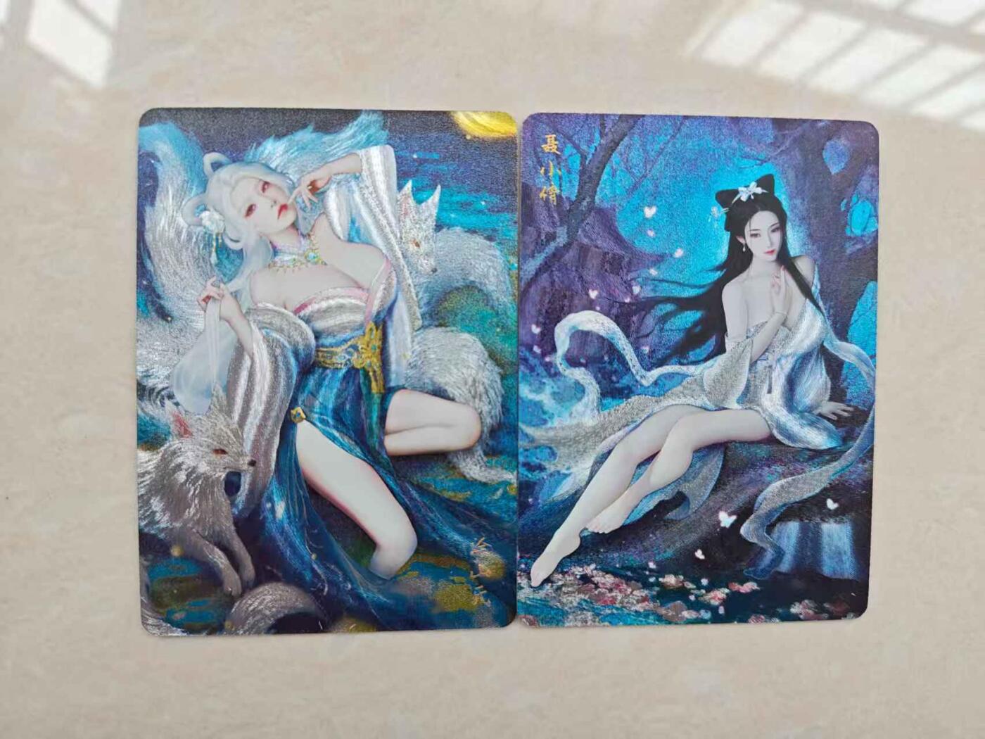 龙虎卡牌-八零场，奇点炸场！！（满200元包邮，无佣金，每周六结拍，欢迎送拍） 浮雕粗闪2张 燎原焱卡 问道东方 灰与 - 涂山氏&聂小倩