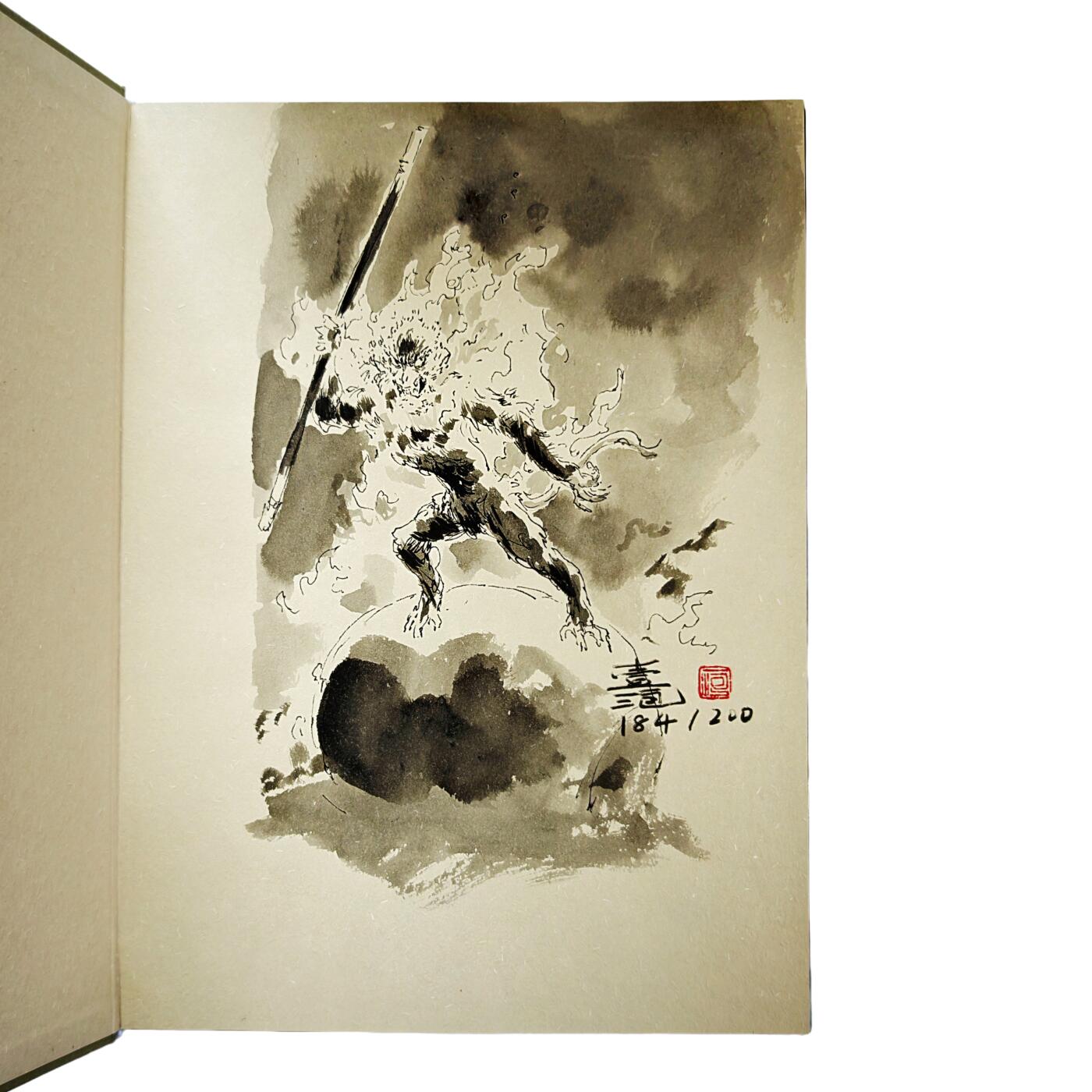 白泽拍卖卡牌手绘专场第34期（花朝去了又春分 草如茵 柳烟新） 2025 人民邮电出版社 西游神魔图谱 壹泡绘 手写编184/200 壹泡首页签绘悟空 钤印