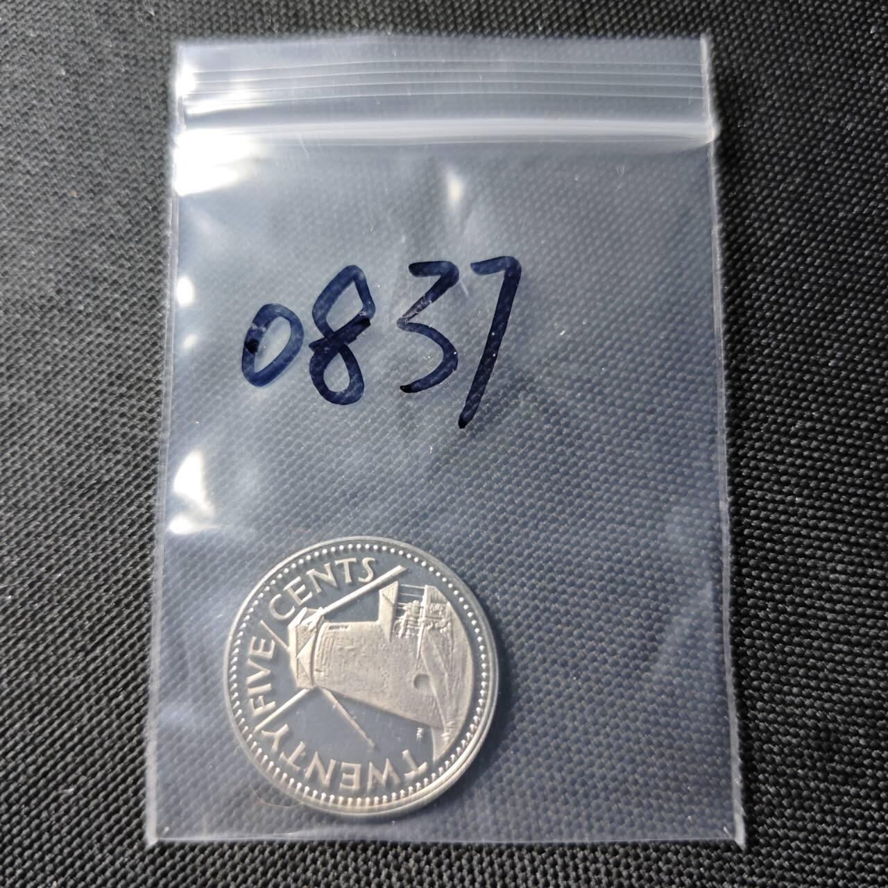 KK钱币收藏小铺  第408期 2月预留时间 周末发货    1973巴巴多斯25分 精制币