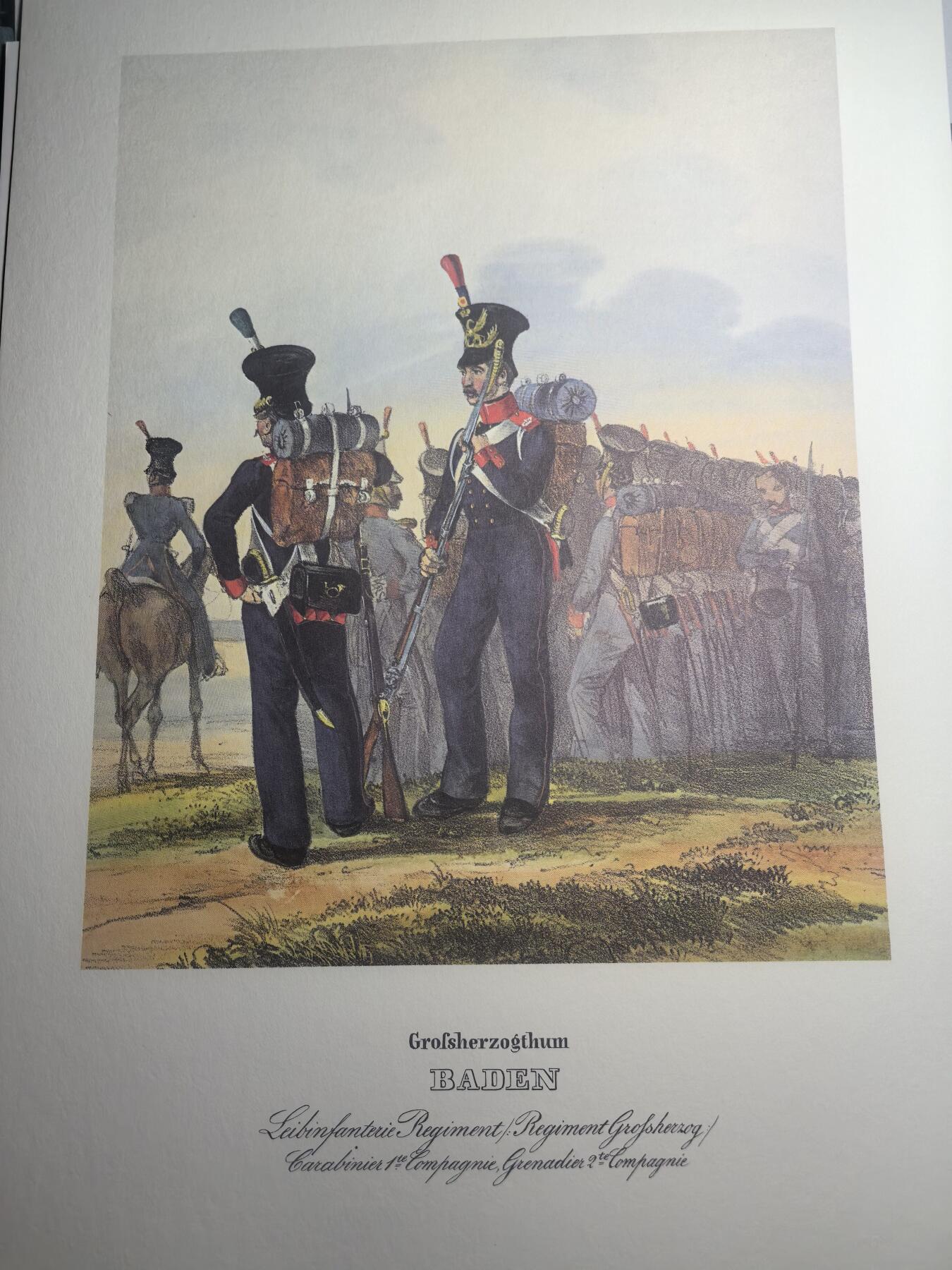 盛世勋华——号角文化勋章邮票专场拍卖第310期 大尺寸手绘图卡 巴登大公国近卫步兵团 大A4尺寸 翻印自1848年出版《德意志陆军》一书