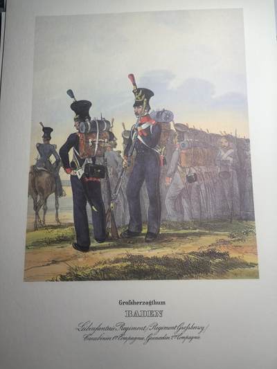 盛世勋华——号角文化勋章邮票专场拍卖第310期 - 大尺寸手绘图卡 巴登大公国近卫步兵团 大A4尺寸 翻印自1848年出版《德意志陆军》一书