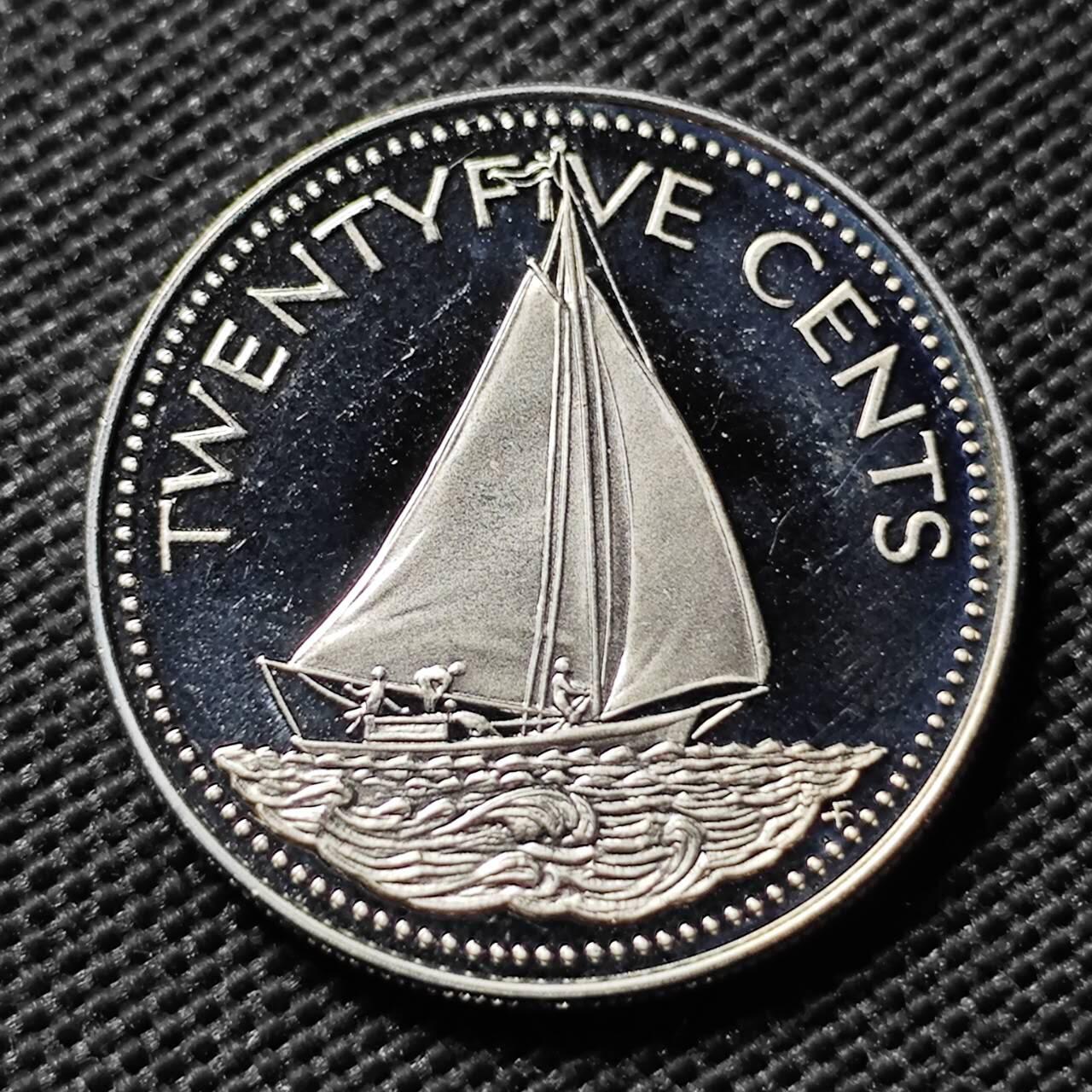 KK钱币收藏小铺  第408期 2月预留时间 周末发货   1976巴哈马25分 精制币