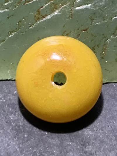 精美蒙料鸡油黄冻料战国红玛瑙随形算盘珠一个 - 精美蒙料鸡油黄冻料战国红玛瑙随形算盘珠一个