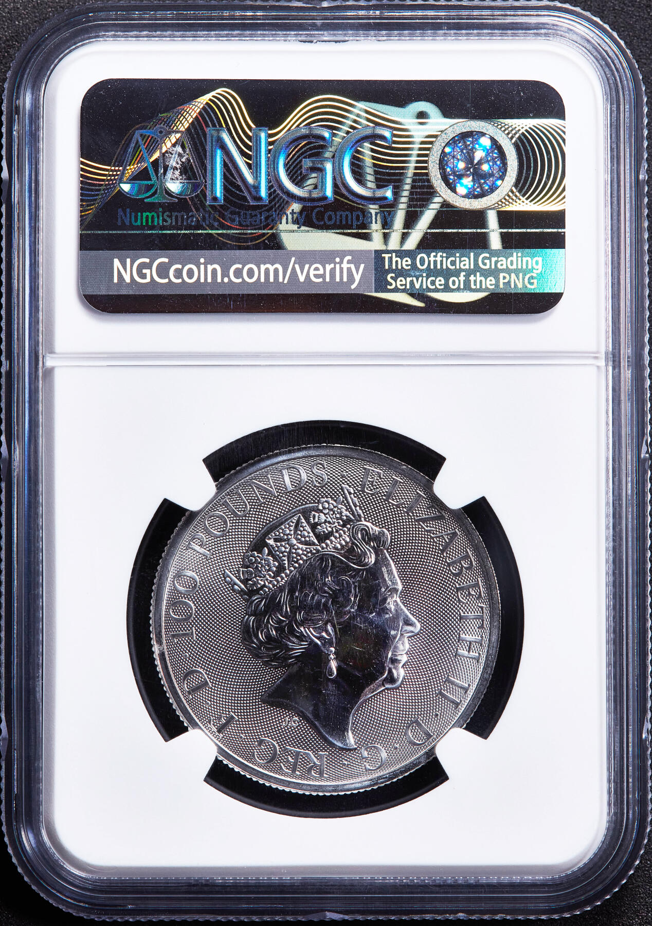 【俄甄集藏】2026年(050)04-01星期三 晚 19:30 全场包邮 英国2023年都铎王室神兽系列-博福特山羊角兽(耶鲁)100镑1盎司铂金币，NGC MS69，重31.21克，9995铂金，难得一见的品种