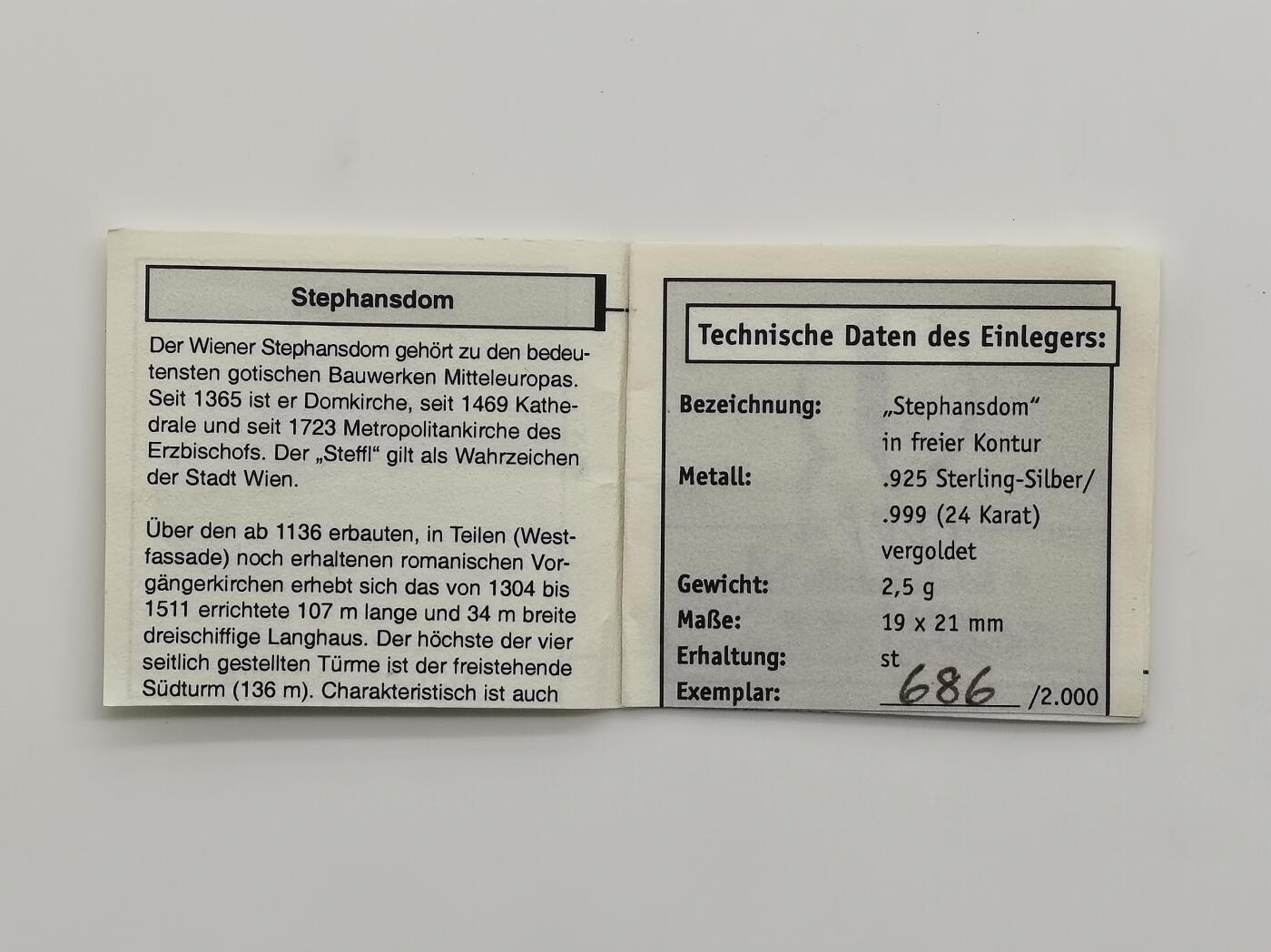 博洋堂“芳菲春韵”3月精品大拍专场暨第166期（全场包邮） 瑙鲁2005年10元带镀金插件反向精制银币 欧洲地标-维也纳圣斯蒂芬教堂（奥地利） 1盎司999银 发行量：2千 带证