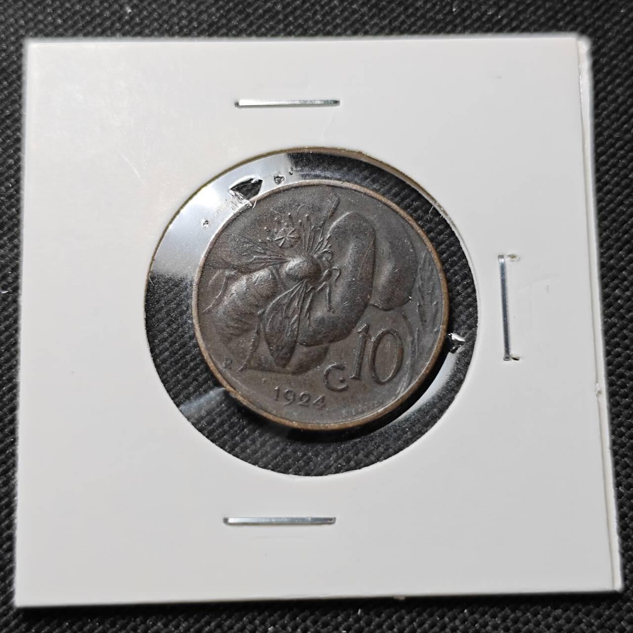 KK钱币收藏小铺  第409期 2月预留时间 周末发货  1924意大利10分铜币