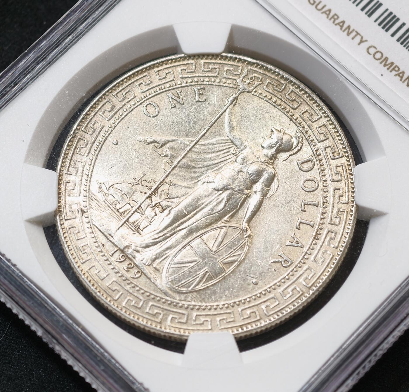 “方寸甄品”甄品场，甄臻铺-世界币章拍卖（第57期，直播拍卖），送拍享返佣金等优惠多多 NGC-MS62 英国1929年B 站洋银元 原味黄油包浆 转光犀利