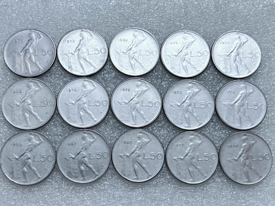 第一海外回流一元起拍收藏 散集专场  第306期 - 意大利50里拉不锈钢币 15枚