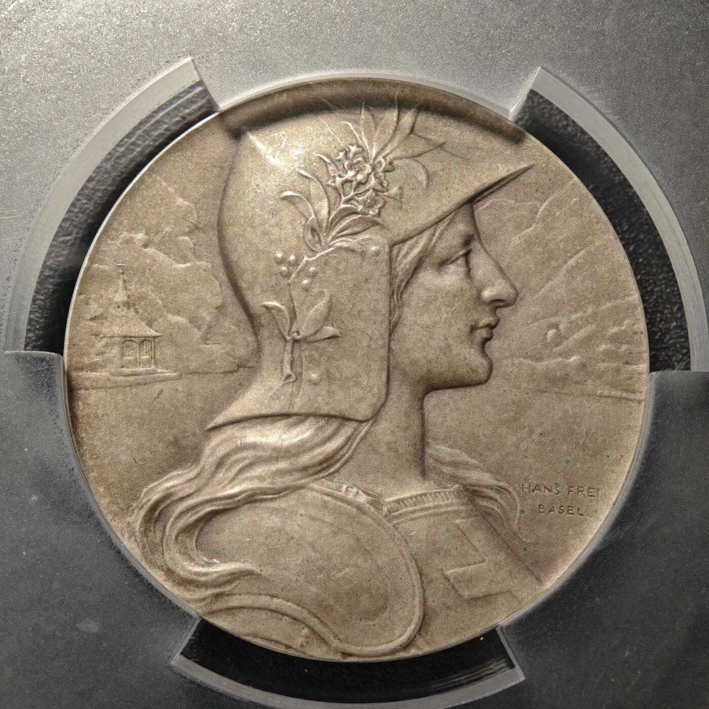 【德藏】世界币章拍卖第169期（拍品征集中~欢迎藏友联系） 1901年 瑞士卢塞恩射击节纪念大银章 PCGS SP64 磨砂质感