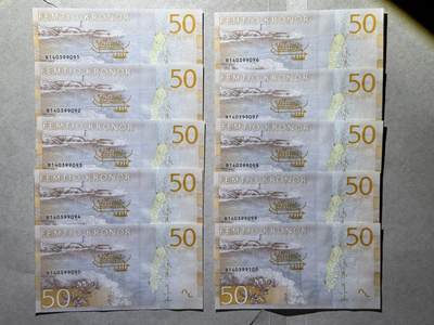 【礼羽收藏】🌏世界钱币拍卖第130期 - 瑞典50克朗 全新UNC刀拆 标十联