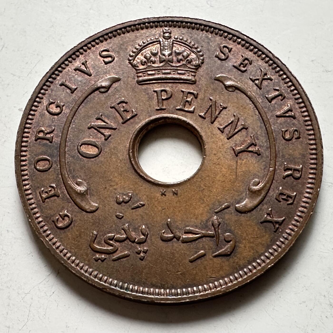 🌹外币初藏🌹🐯2026年第34场   每周二四六晚8️⃣点 接代拍 英属西非 1952年 乔治六世 1便士 铜币 