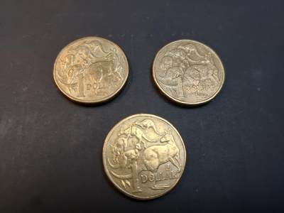 博彦收藏    4月1日 8点 钱币专场 - 澳洲 袋鼠 1元硬币3枚