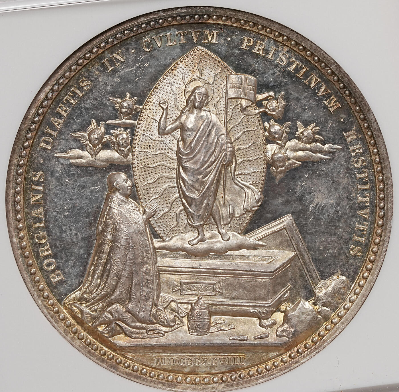 修遠堂世界钱币第109期 NGC MS64 1898年梵蒂冈博尔吉亚公寓修复完成纪念大银章