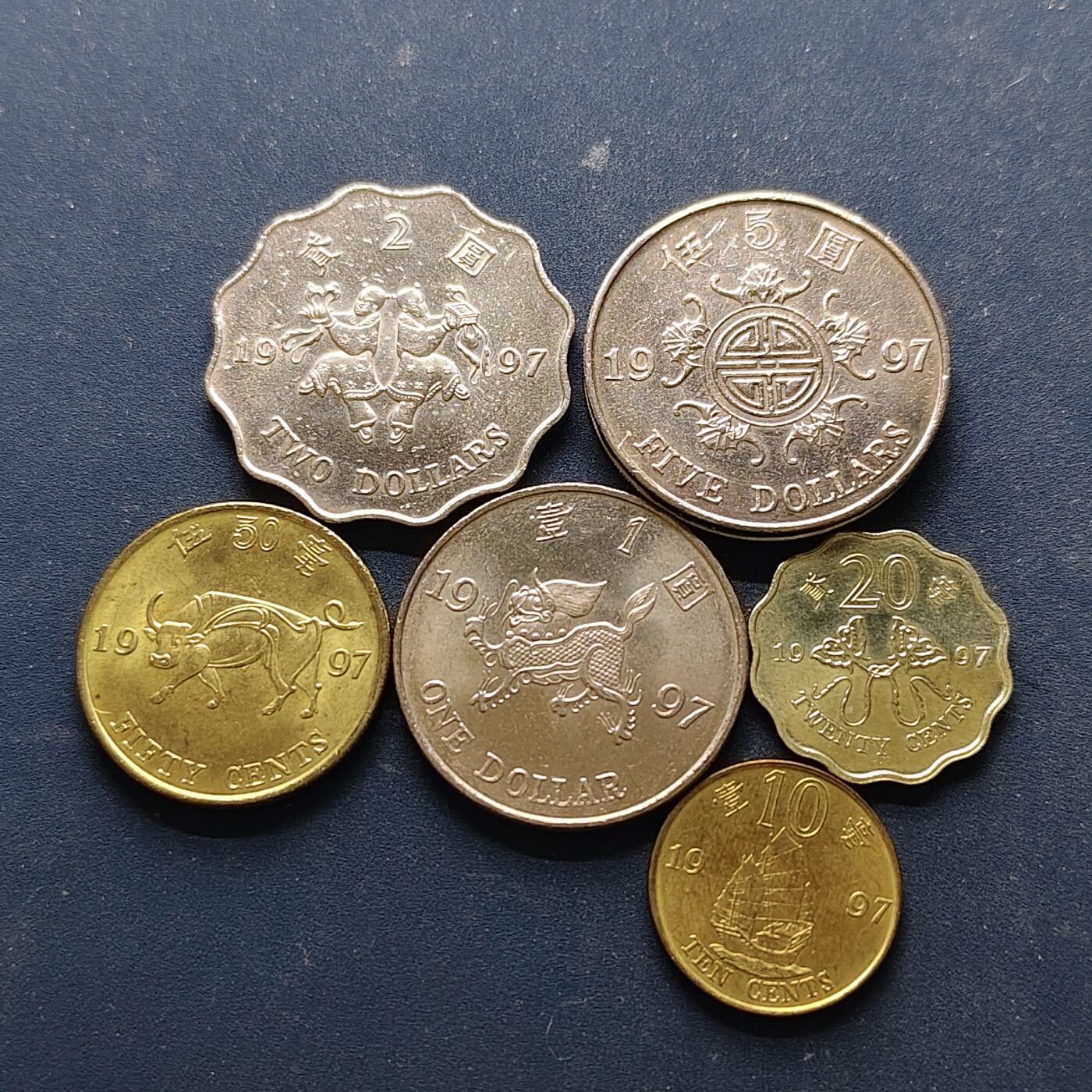 【全场包邮】纯粹捡漏拍514场 香港1997年回归纪念版6枚套币