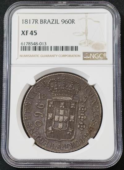 “方寸甄品”甄品场，甄臻铺-世界币章拍卖（第57期，直播拍卖），送拍享返佣金等优惠多多 - NGC-XF45 1817R 巴西968R 大银币，包浆醇厚，细节都在