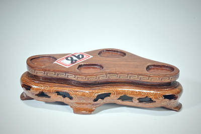 上海都达杂项专场八十【全场包邮】 - 清代嵌银丝实木香炉底座1-8