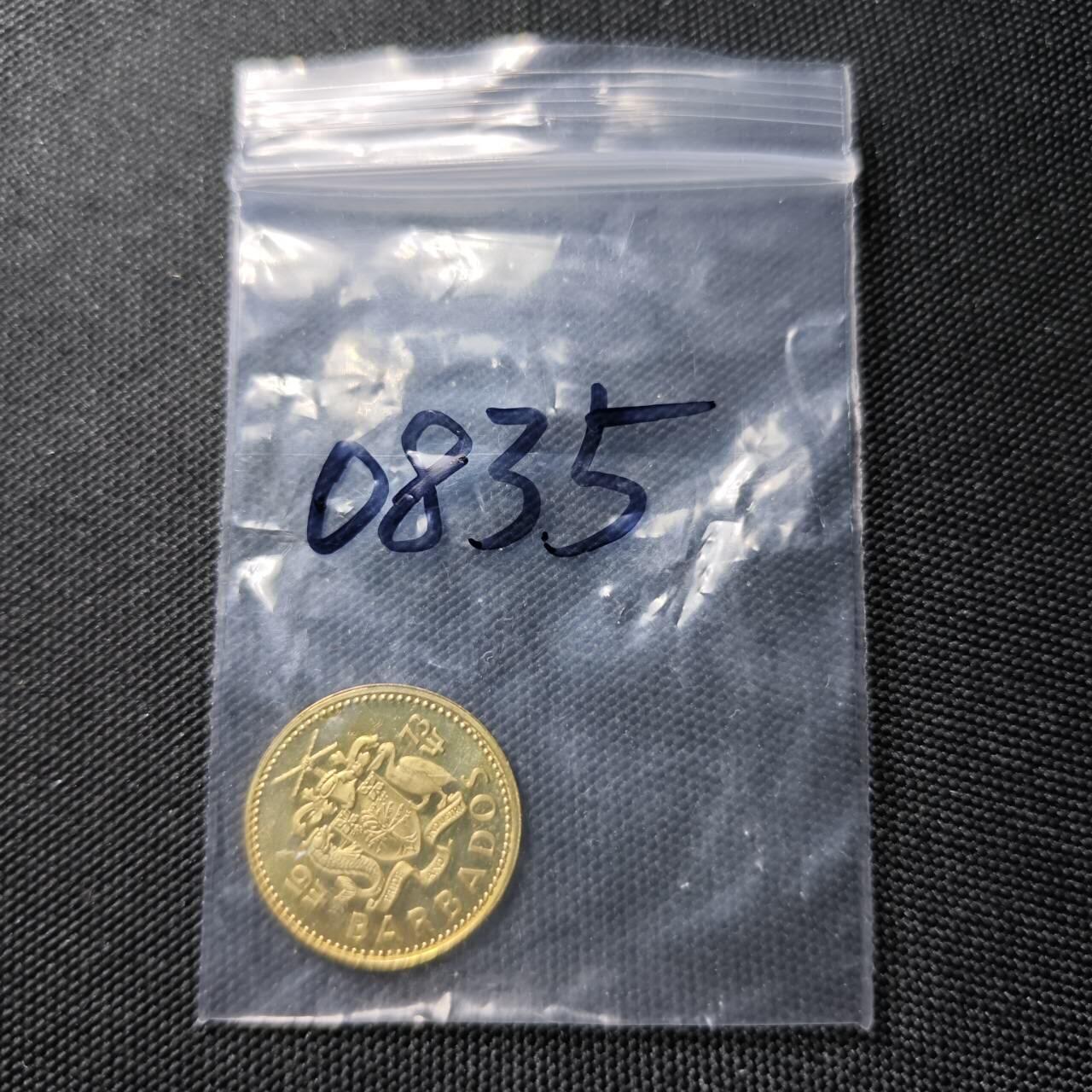 KK钱币收藏小铺  第408期 2月预留时间 周末发货   1973巴巴多斯5分 精制币