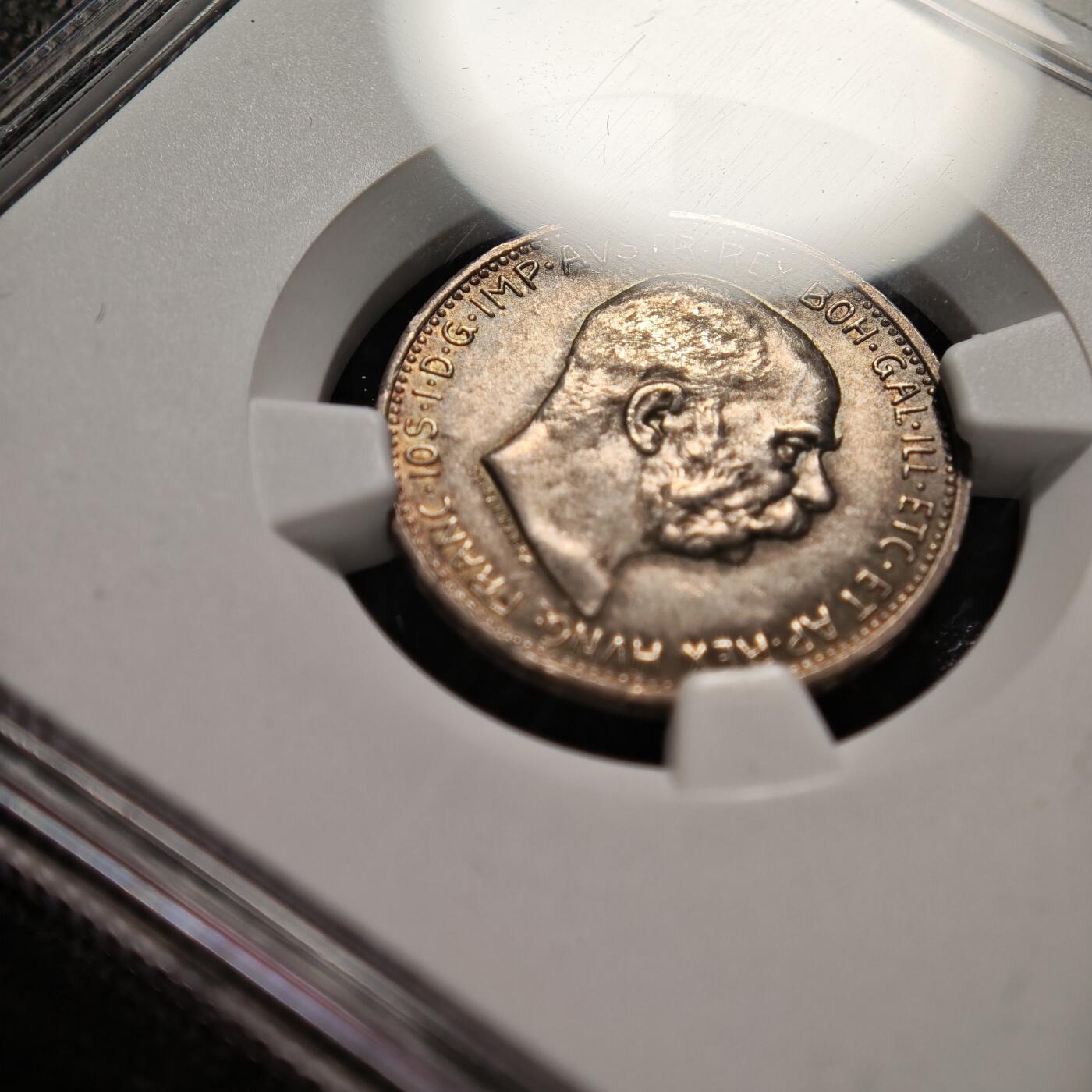 【德藏】世界币章拍卖第169期（拍品征集中~欢迎藏友联系） 1913年 奥地利约瑟夫一世1克朗银币 NGC MS63 环彩包浆