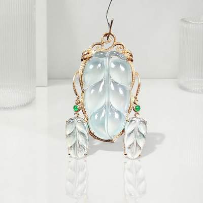 碧月说宝 君子怀瑾·当代和田玉清风专场(五) - 18k镶钻高冰大业有成套装