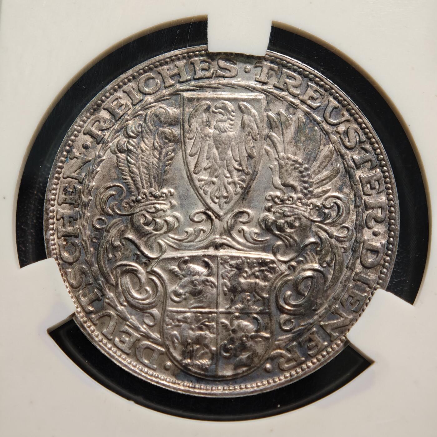 【德藏】世界币章拍卖第169期（拍品征集中~欢迎藏友联系） 1927年 德国兴登堡80大寿5马克币型银章 名家卡尔·歌茨作品 原味深包浆 ACA AU53