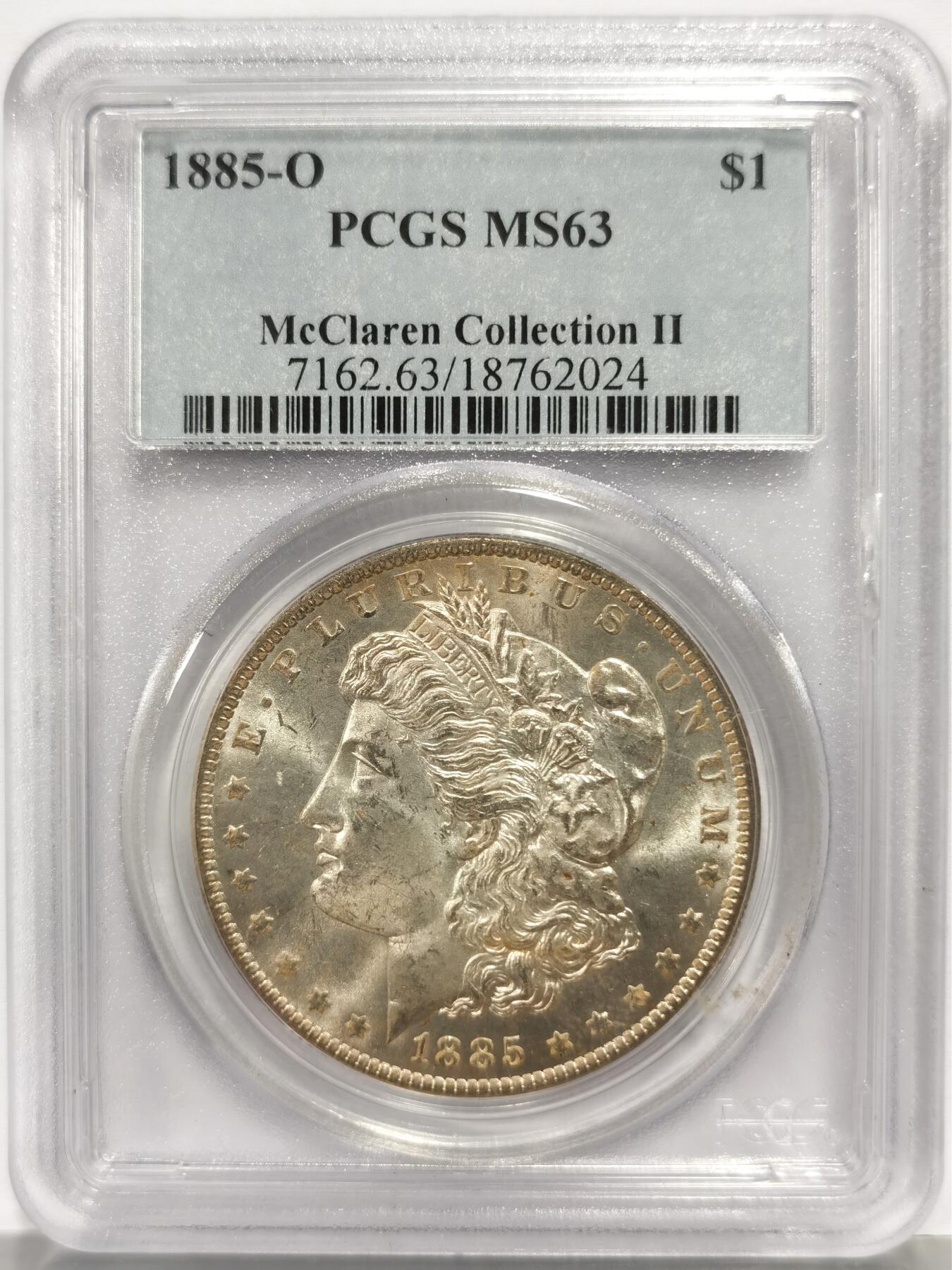 博洋堂“芳菲春韵”3月精品大拍专场暨第166期（全场包邮） PCGS MS63 美国1885年O版摩根一元，名家旧藏，盒子小磕。