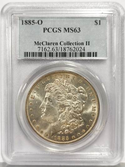 博洋堂“芳菲春韵”3月精品大拍专场暨第166期（全场包邮） - PCGS MS63 美国1885年O版摩根一元，名家旧藏，盒子小磕。