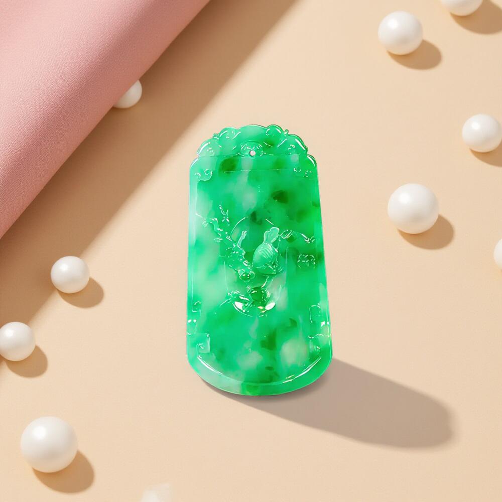 碧月说宝 君子怀瑾·当代和田玉清风专场(六) 冰糯种翡翠飘绿喜上眉梢