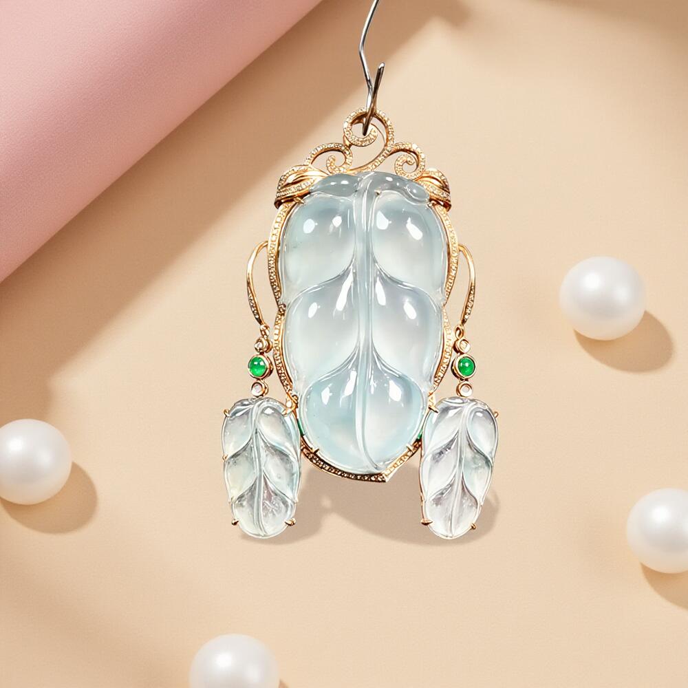 碧月说宝 君子怀瑾·当代和田玉清风专场(五) 18k镶钻高冰大业有成套装