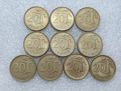 第一海外回流一元起拍收藏 散集专场  第306期 - 芬兰20芬尼硬币 10枚