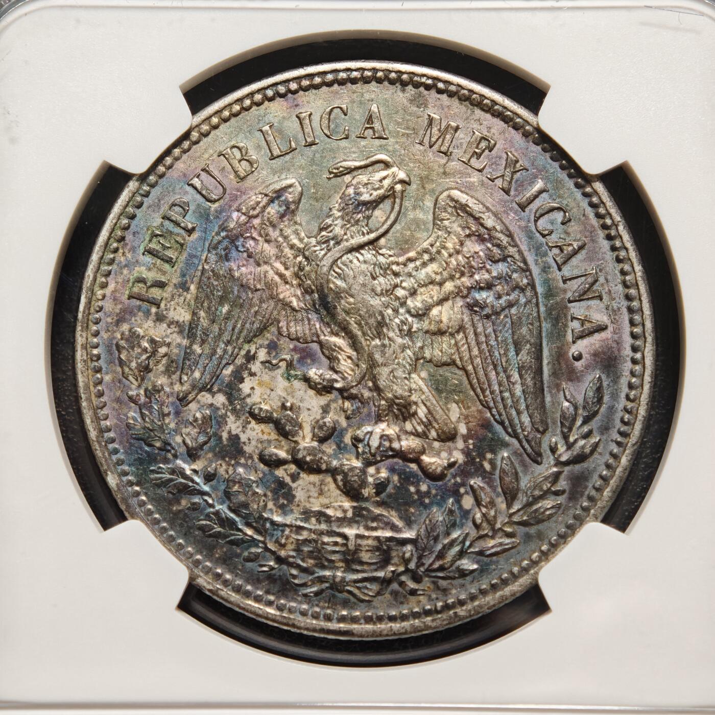 【德藏】世界币章拍卖第169期（拍品征集中~欢迎藏友联系） 1909年 墨西哥鹰洋1比索大银币 NGC UNC 原味包浆