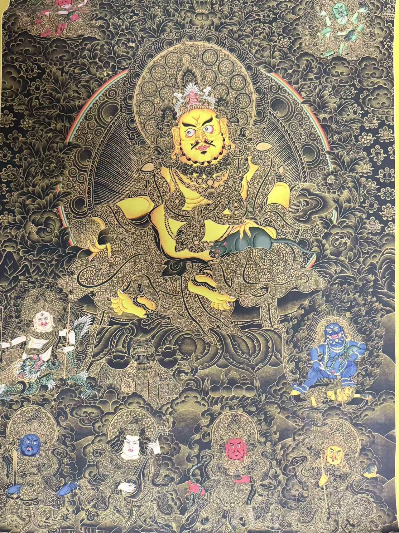 NO.28 好又多金牌大场，每周一站式配齐，方便凑单！（周6晚9点截拍，卖家送拍0抽成！） 【布画】 黑金黄财神 矿石染料添彩 尺寸：54*75cm【珠玉不绝，障厄全消】