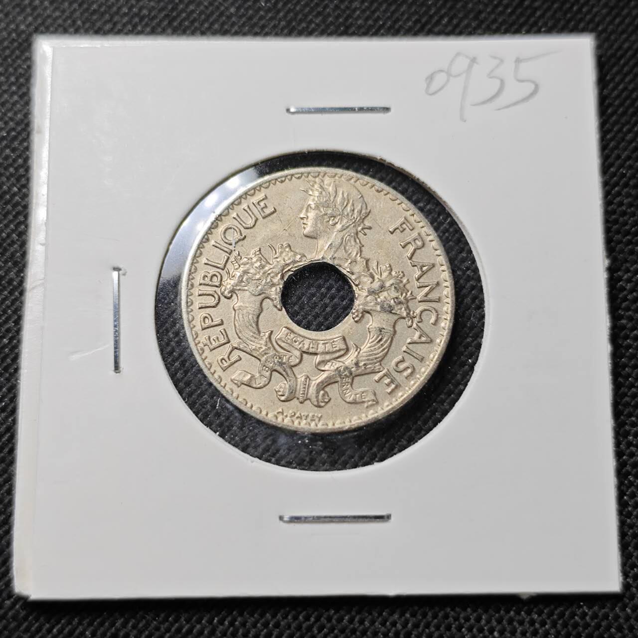 KK钱币收藏小铺  第409期 2月预留时间 周末发货  1938法属印支5分镍币