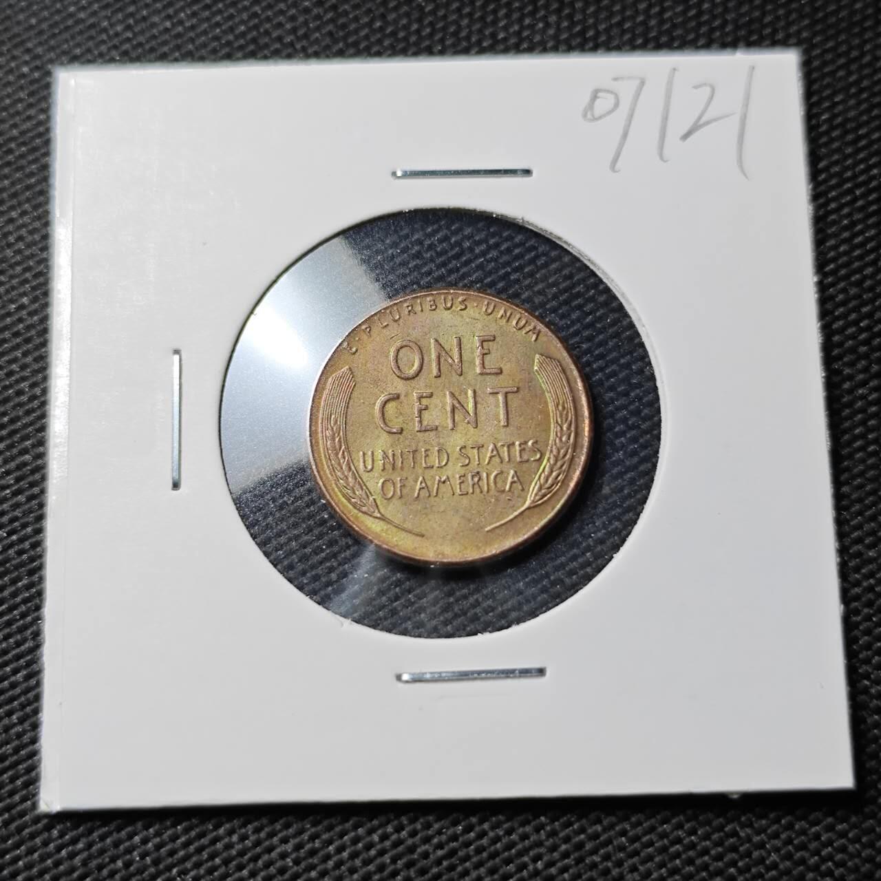 KK钱币收藏小铺  第407期 2月预留时间 周末发货  1958美国麦穗一分铜币