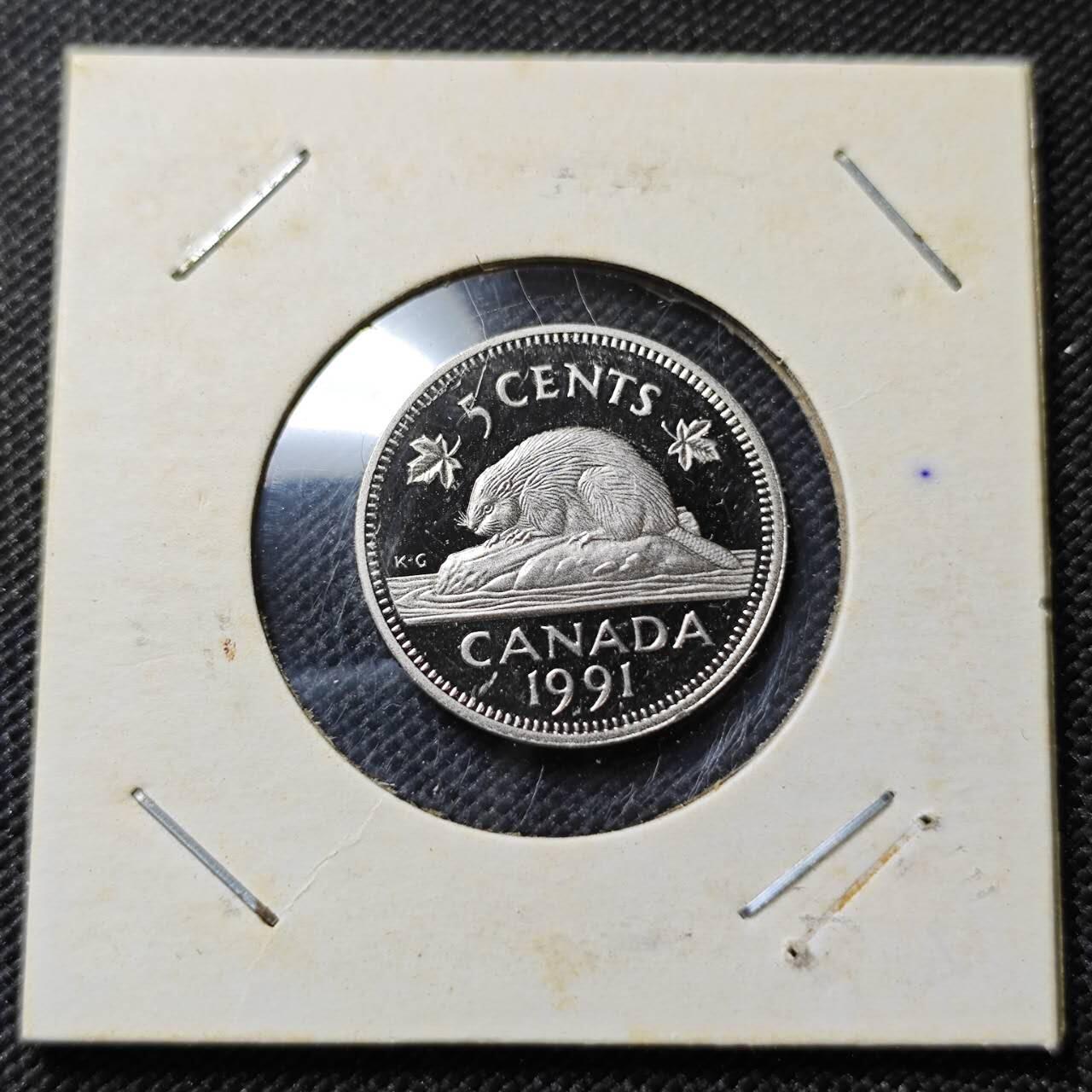 KK钱币收藏小铺  第408期 2月预留时间 周末发货   1991加拿大5分精制