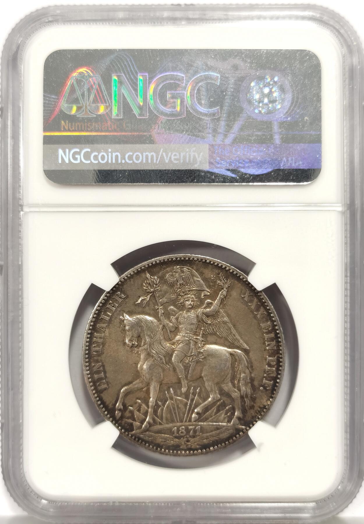 博洋堂“芳菲春韵”3月精品大拍专场暨第166期（全场包邮） NGC MS62 德国萨克森1871年普法战争胜利泰勒 经典女武神骑马凯旋泰勒 原味欧陆五彩环绕 胜利系列中发行量最少品种