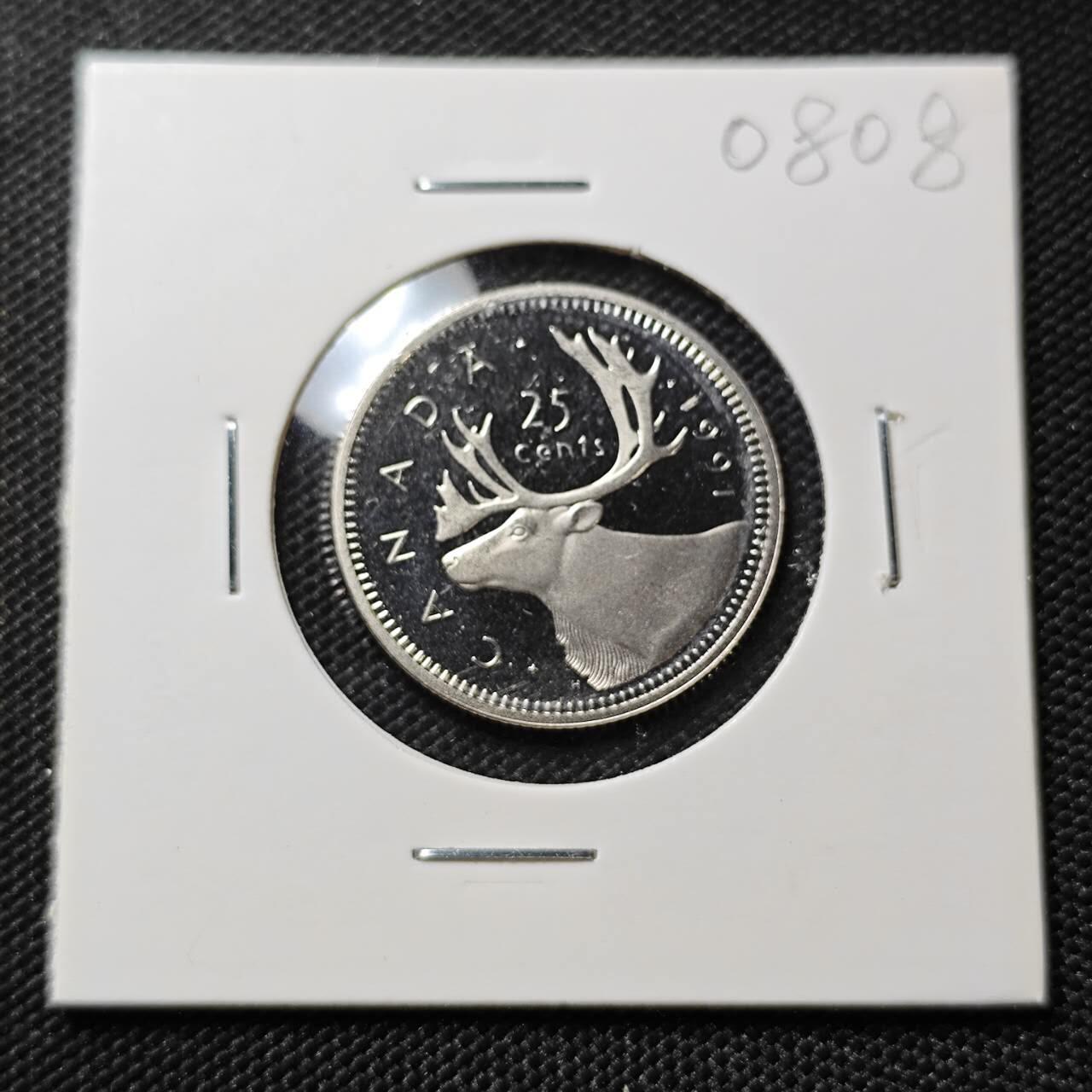 KK钱币收藏小铺  第408期 2月预留时间 周末发货   1991加拿大25分精制