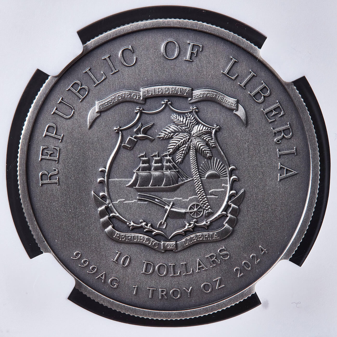 【俄甄集藏】2026年(050)04-01星期三 晚 19:30 全场包邮 利比里亚2024年纪念苏联军事光荣勋章10元仿古彩绘大银币，NGC MS70，重1盎司，999银，发行量43枚，稀有