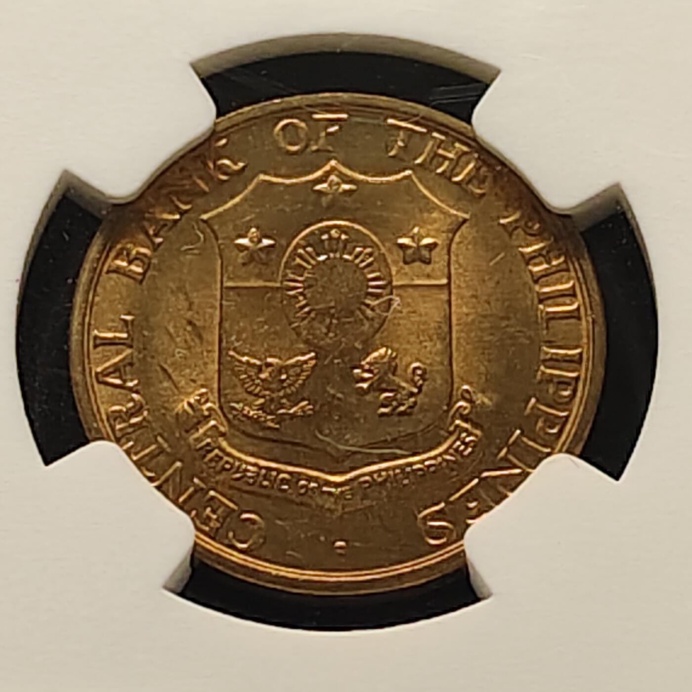 【全场包邮】纯粹捡漏拍515场 【收藏级】菲律宾1960年独立首版5分-NGC MS62（更高分仅7枚）