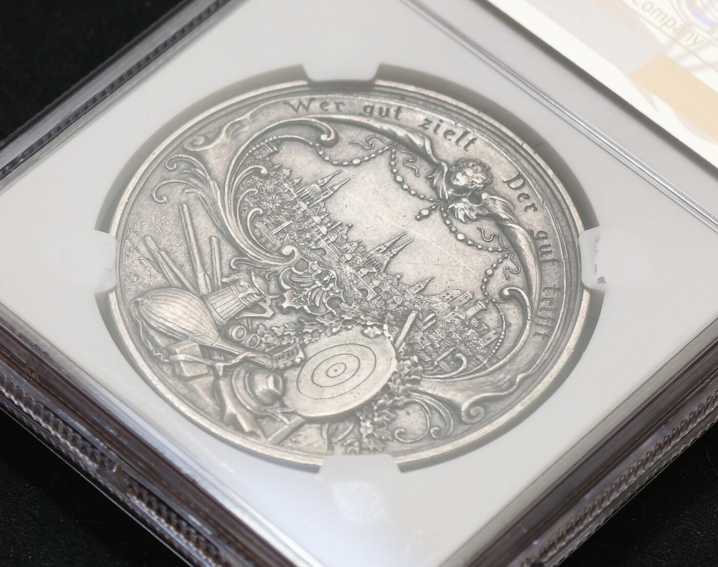 “方寸甄品”甄品场，甄臻铺-世界币章拍卖（第57期，直播拍卖），送拍享返佣金等优惠多多 NGC-UNC 1897年德国联邦射击节第12届巴伐利亚王国纽伦堡市射击节