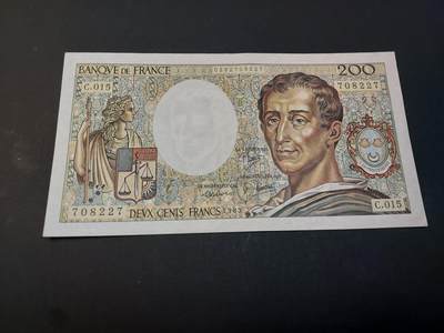 博彦收藏    4月1日 8点 钱币专场 - 法国 200法郎 有订书机孔