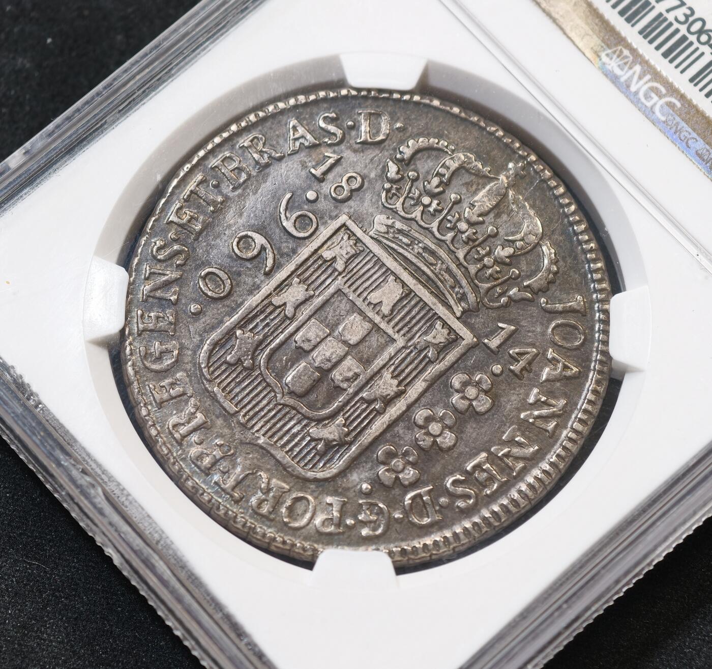 “方寸甄品”甄品场，甄臻铺-世界币章拍卖（第57期，直播拍卖），送拍享返佣金等优惠多多 NGC-AU55 1814B 巴西960R 大银币，老味道包浆