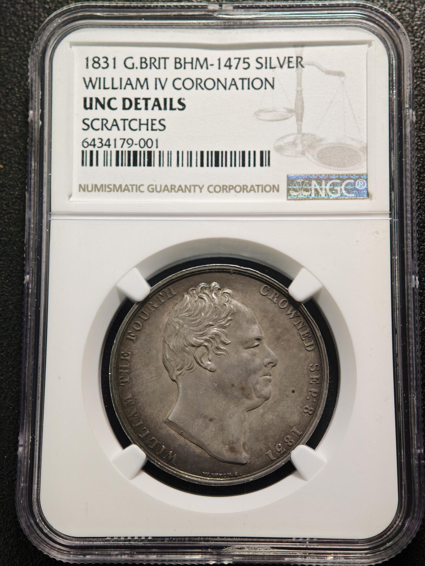 【德藏】世界币章拍卖第169期（拍品征集中~欢迎藏友联系） 1831年 英国威廉四世加冕纪念银章 NGC UNC 立体感极强