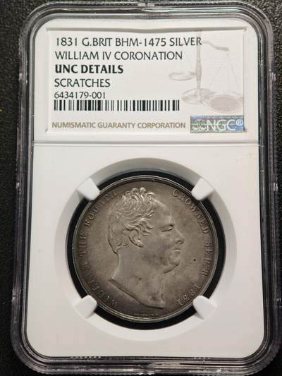 【德藏】世界币章拍卖第169期（拍品征集中~欢迎藏友联系） - 1831年 英国威廉四世加冕纪念银章 NGC UNC 立体感极强