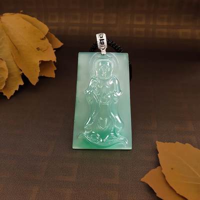碧月说宝 君子怀瑾·当代和田玉清风专场(五) - 18k镶钻高冰晴水站观音吊坠